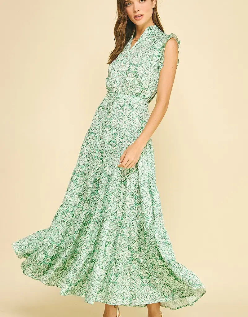 509 Broadway Floral Print Tiered Maxi Dress