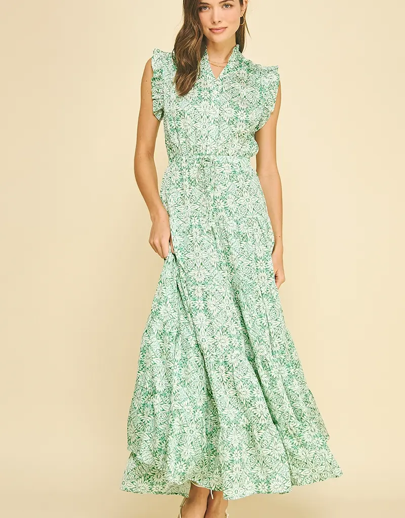 509 Broadway Floral Print Tiered Maxi Dress