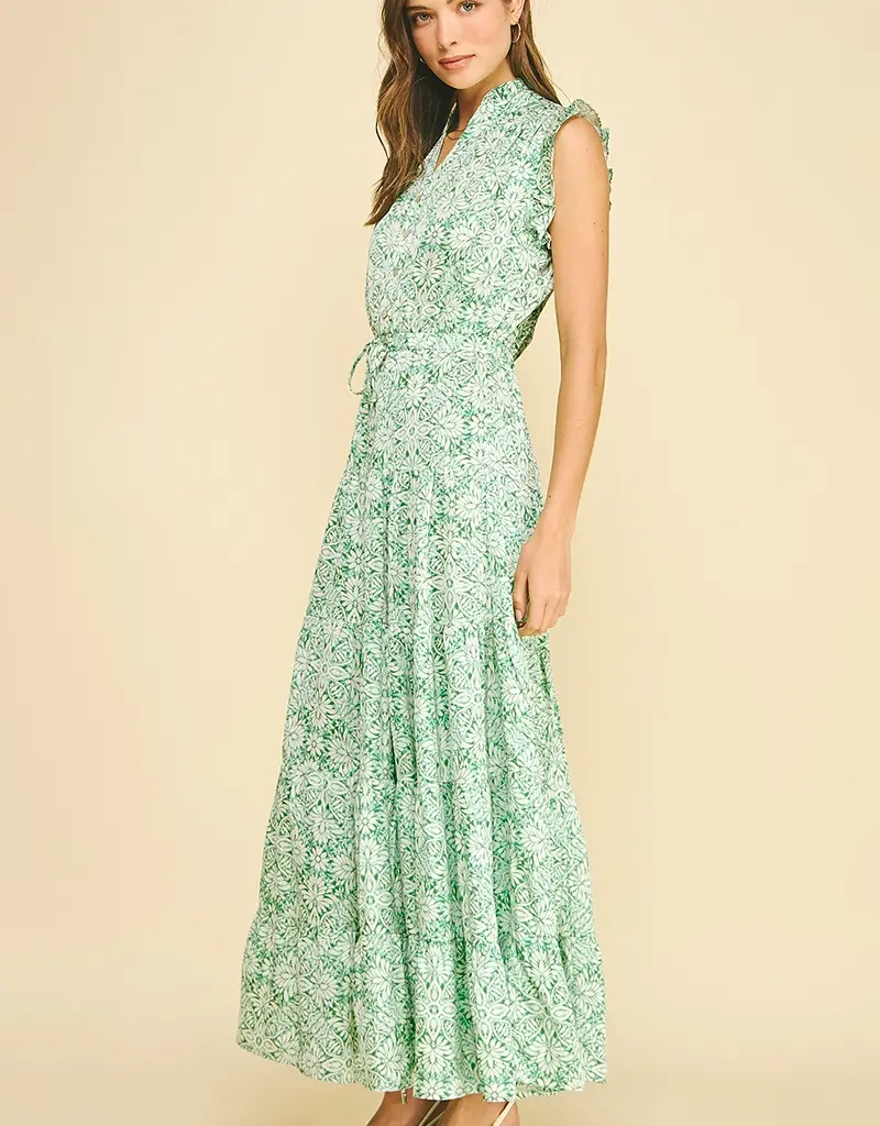 509 Broadway Floral Print Tiered Maxi Dress