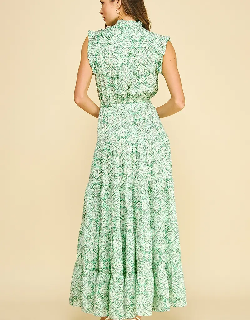 509 Broadway Floral Print Tiered Maxi Dress
