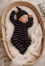 509 Broadway Black White Stripe Ribbed 2-Way Zip Footie