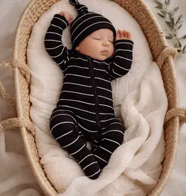509 Broadway Black White Stripe Ribbed 2-Way Zip Footie