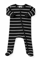 509 Broadway Black White Stripe Ribbed 2-Way Zip Footie