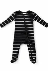 509 Broadway Black White Stripe Ribbed 2-Way Zip Footie