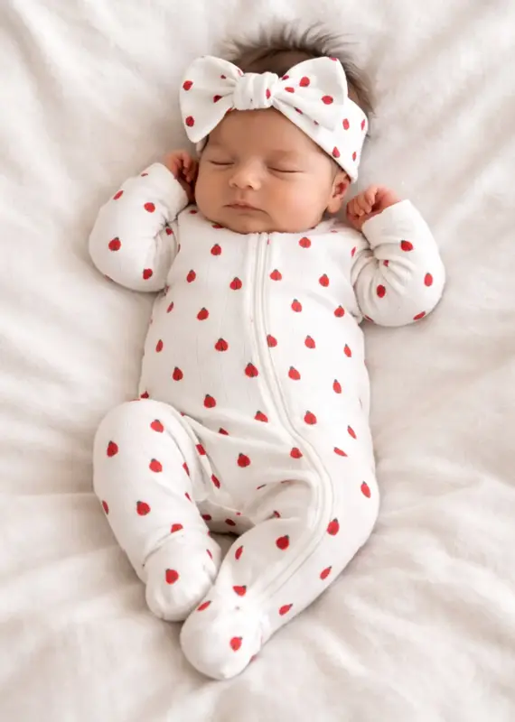 509 Broadway Ladybug Organic Pointelle 2-Way Zip Footie