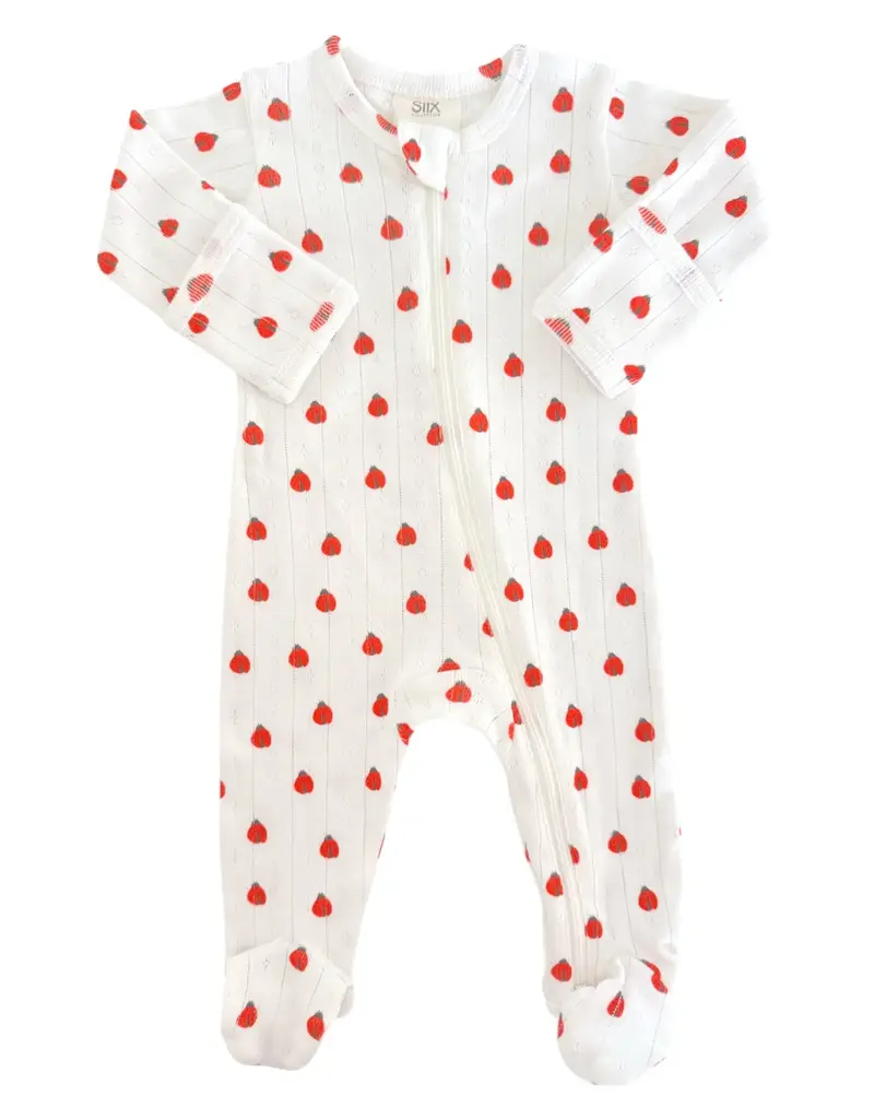 509 Broadway Ladybug Organic Pointelle 2-Way Zip Footie