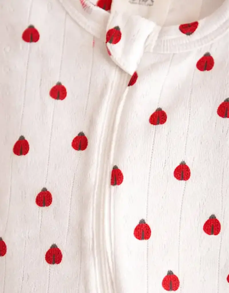 509 Broadway Ladybug Organic Pointelle 2-Way Zip Footie