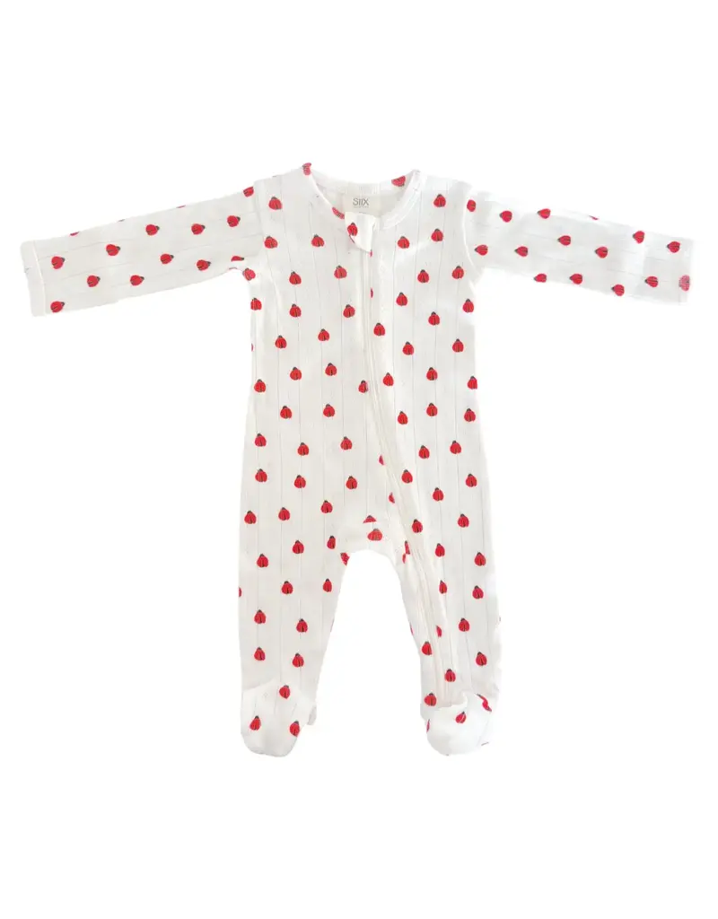 509 Broadway Ladybug Organic Pointelle 2-Way Zip Footie