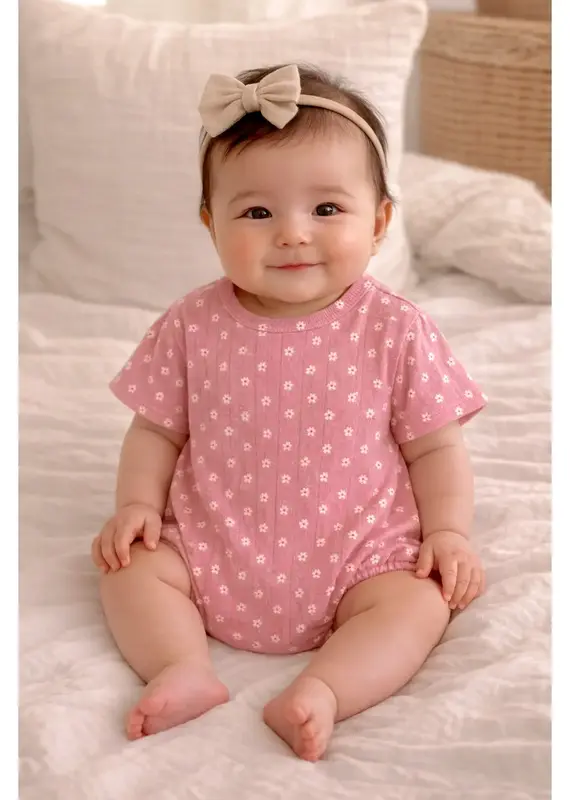 509 Broadway Pink Flower / Organic Pointelle T-Shirt Bubble