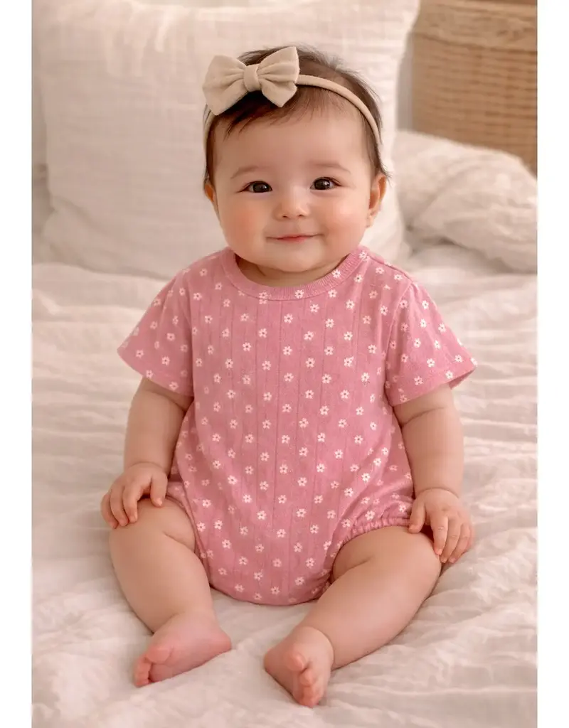 509 Broadway Pink Flower / Organic Pointelle T-Shirt Bubble