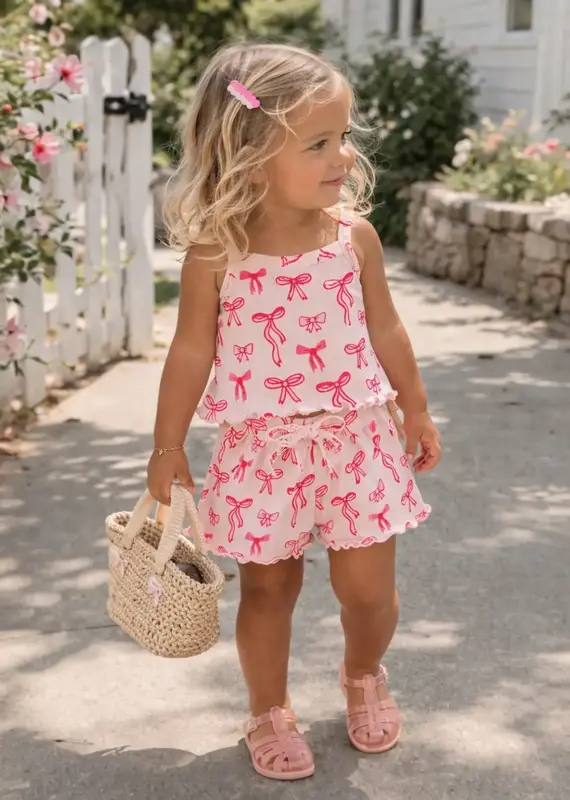 509 Broadway Bows Organic Pointelle Summer Set