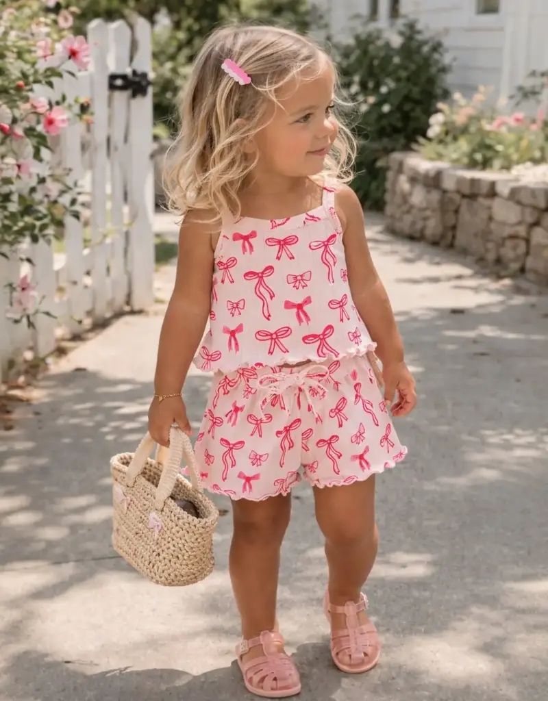 509 Broadway Bows Organic Pointelle Summer Set