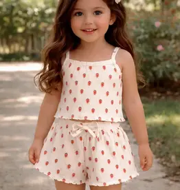 509 Broadway White Strawberry Organic Pointelle Summer Set