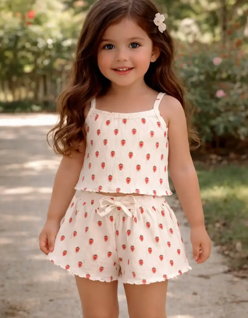 509 Broadway White Strawberry Organic Pointelle Summer Set