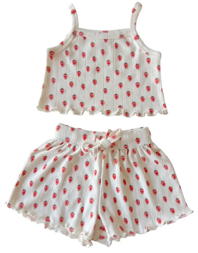 509 Broadway White Strawberry Organic Pointelle Summer Set