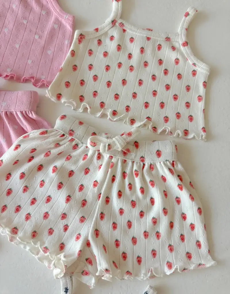509 Broadway White Strawberry Organic Pointelle Summer Set