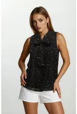 509 Broadway Yoryu Chiffon Neck Bow Sleeveless Pintuck Detail