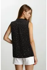 509 Broadway Yoryu Chiffon Neck Bow Sleeveless Pintuck Detail