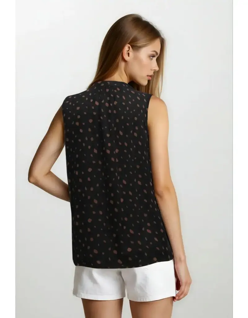 509 Broadway Yoryu Chiffon Neck Bow Sleeveless Pintuck Detail