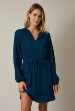 509 Broadway Notch Neck LS Waist Mini Dress