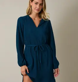 509 Broadway Notch Neck LS Waist Mini Dress
