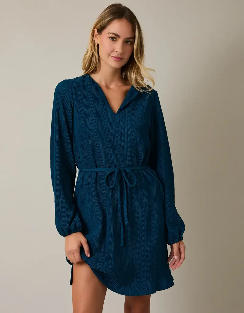 509 Broadway Notch Neck LS Waist Mini Dress