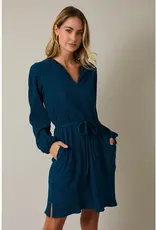 509 Broadway Notch Neck LS Waist Mini Dress