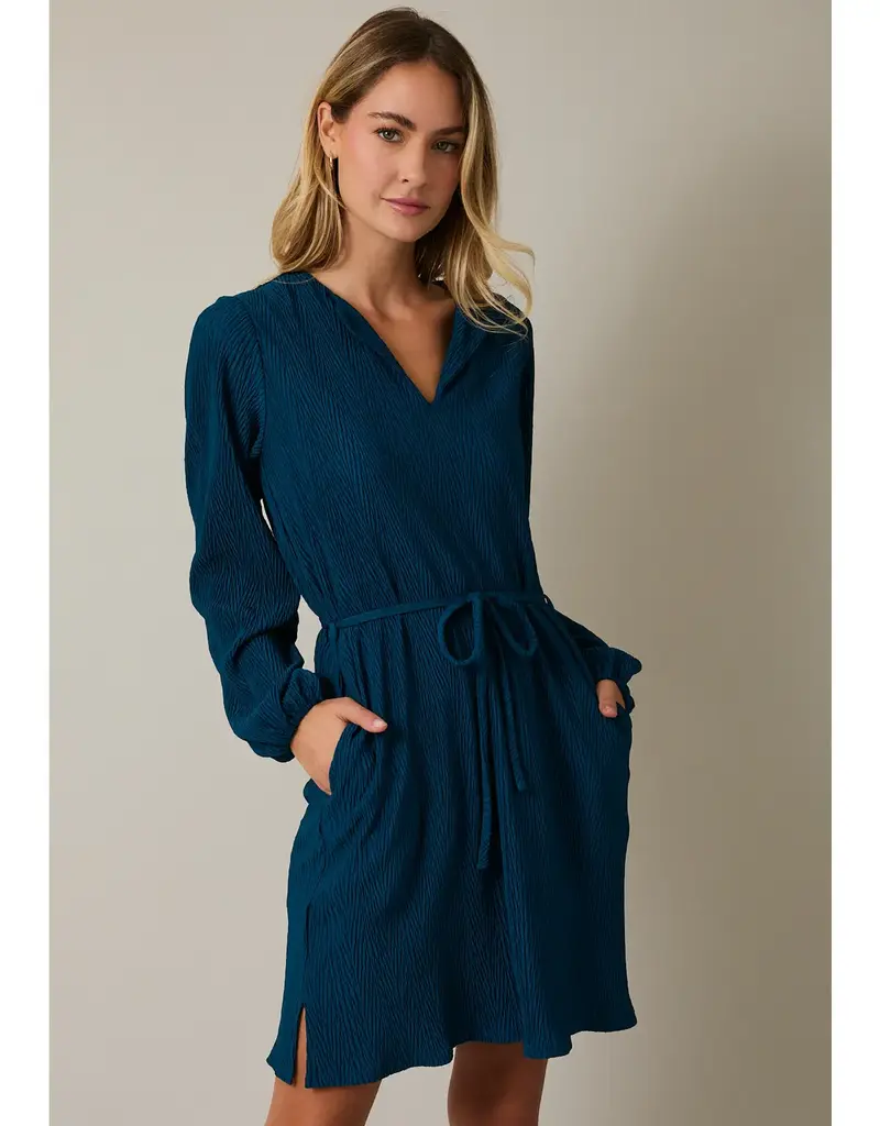 509 Broadway Notch Neck LS Waist Mini Dress