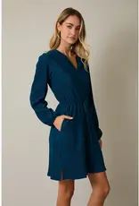 509 Broadway Notch Neck LS Waist Mini Dress