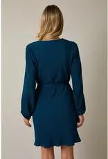 509 Broadway Notch Neck LS Waist Mini Dress