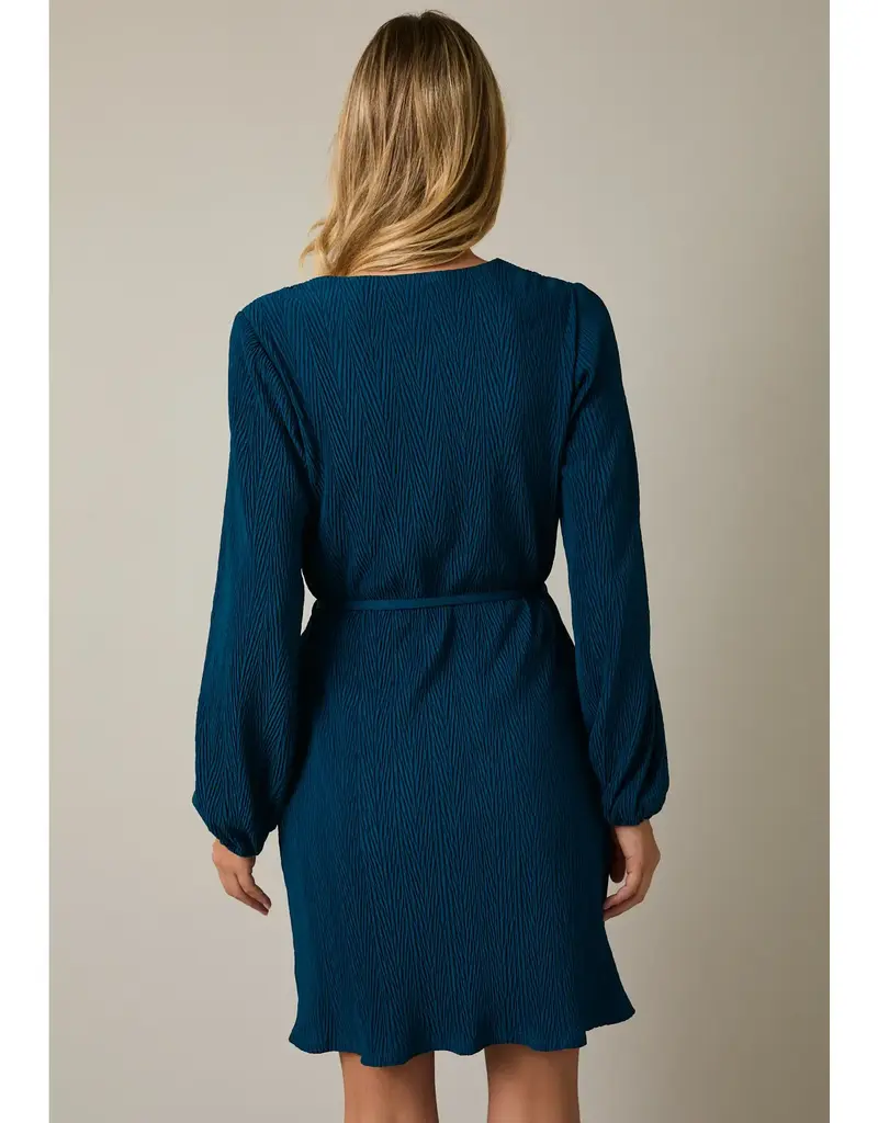 509 Broadway Notch Neck LS Waist Mini Dress