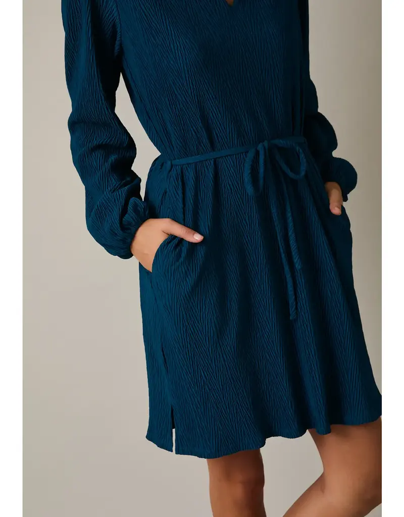 509 Broadway Notch Neck LS Waist Mini Dress