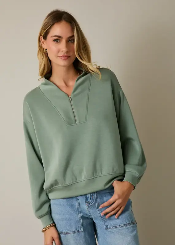 509 Broadway V-Neck LS Zip Up