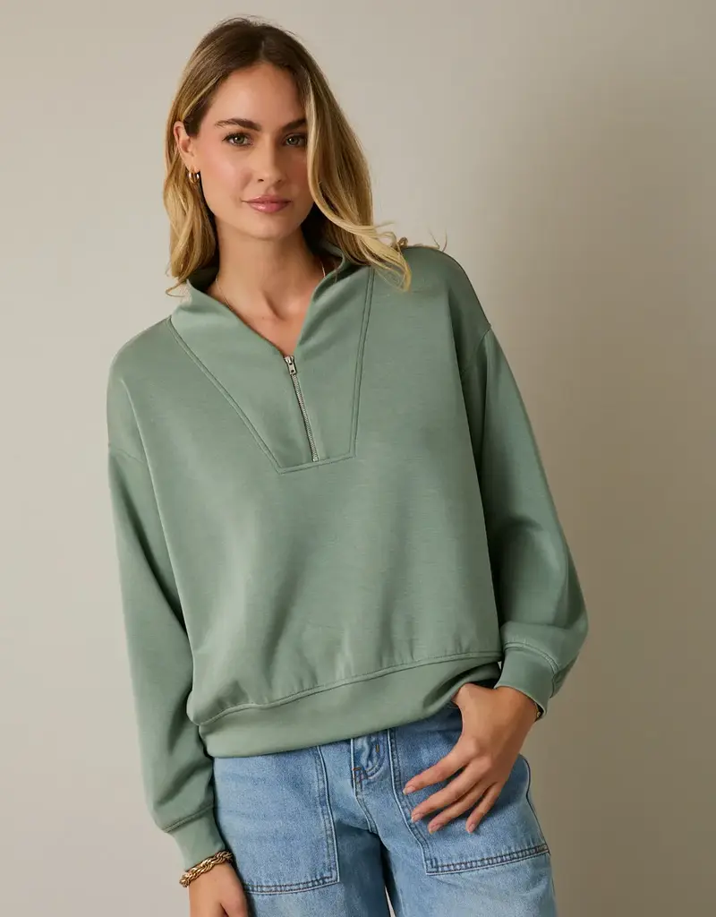 509 Broadway V-Neck LS Zip Up