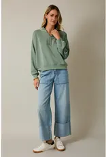 509 Broadway V-Neck LS Zip Up