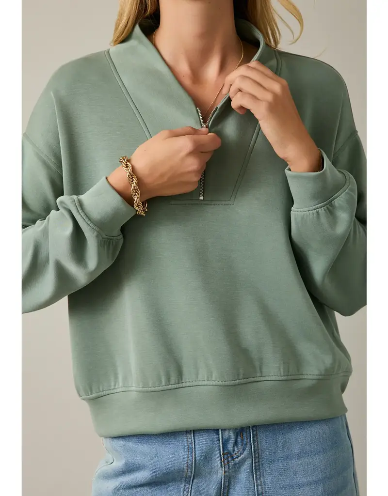 509 Broadway V-Neck LS Zip Up