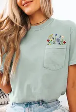 509 Broadway Wildflowers Faux Embroidered Tee