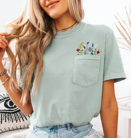 509 Broadway Wildflowers Faux Embroidered Tee