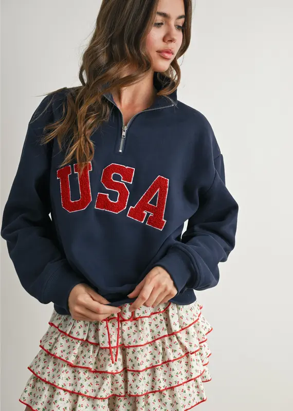 509 Broadway Quarter Zip USA Long Sleeve