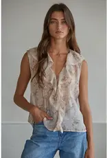 509 Broadway Floral Print Sleeveless Top