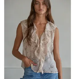 509 Broadway Floral Print Sleeveless Top