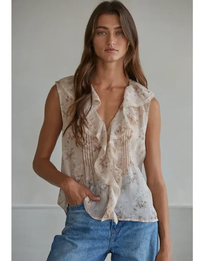509 Broadway Floral Print Sleeveless Top