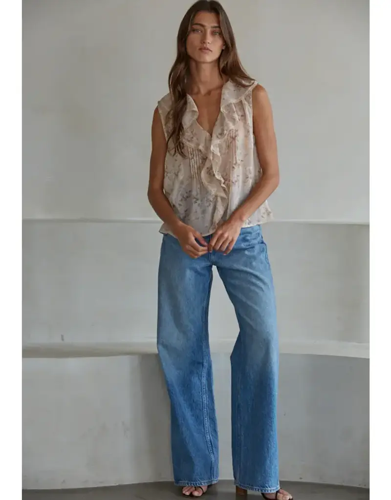 509 Broadway Floral Print Sleeveless Top