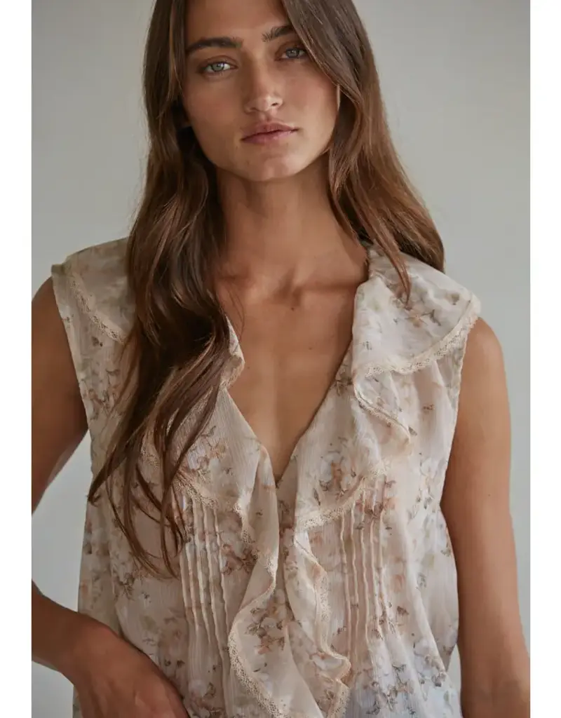 509 Broadway Floral Print Sleeveless Top