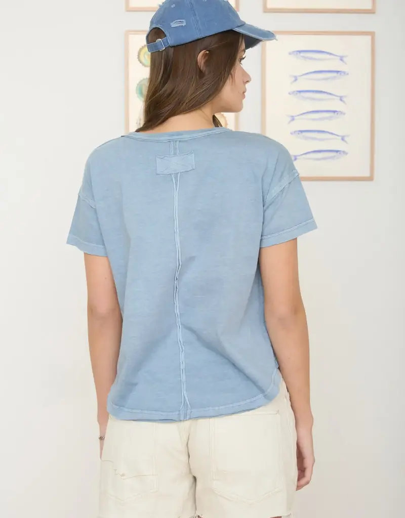 509 Broadway Round Neck Short Sleeve Knit Top