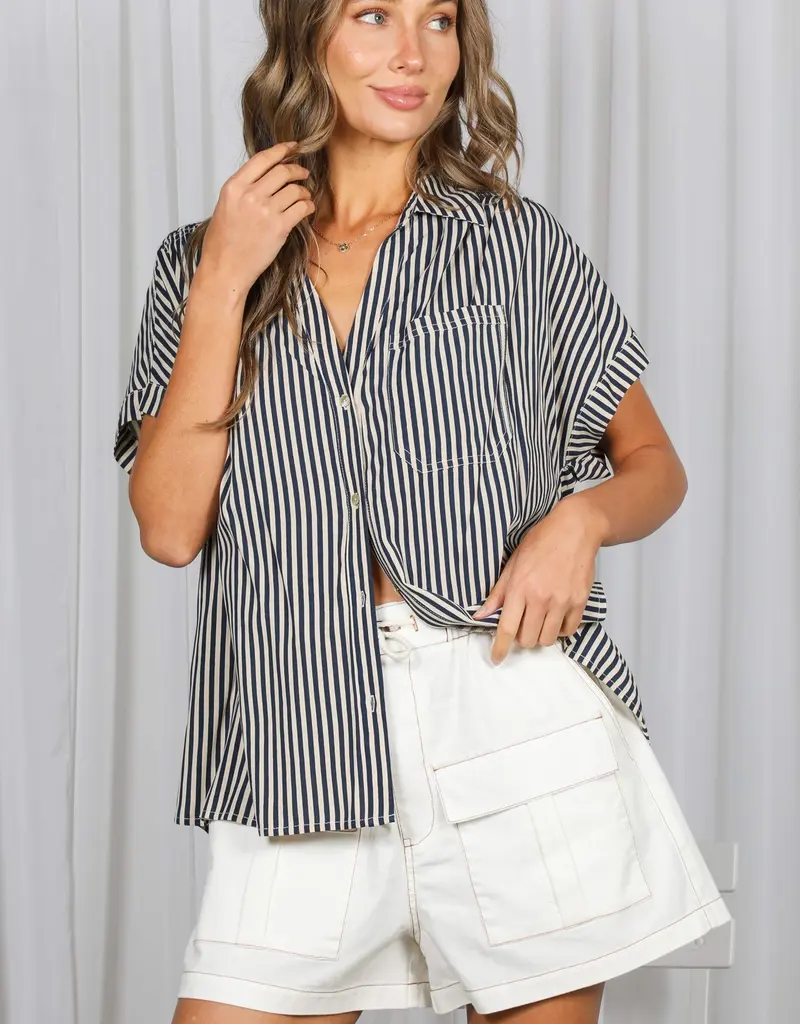 509 Broadway Collared Roll Up Sleeve Shirt