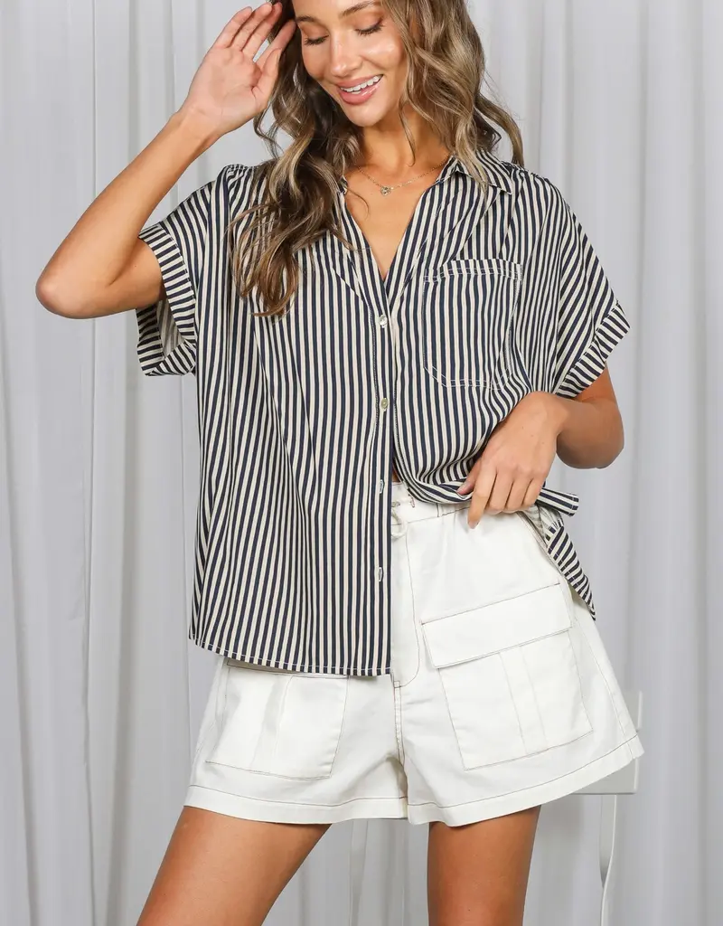 509 Broadway Collared Roll Up Sleeve Shirt