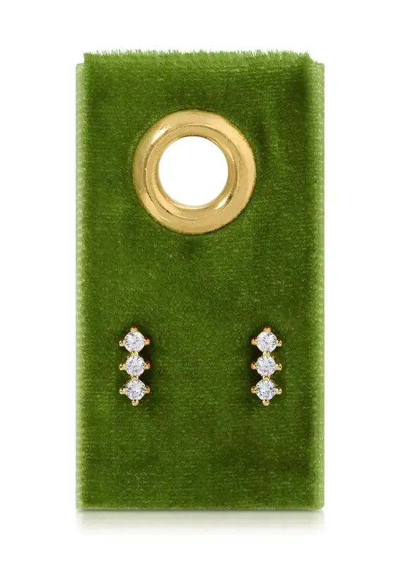 509 Broadway Triple Cz Bar Studs