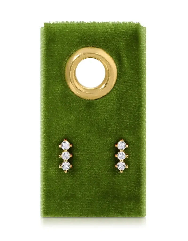 509 Broadway Triple Cz Bar Studs
