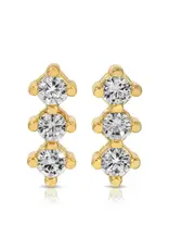509 Broadway Triple Cz Bar Studs